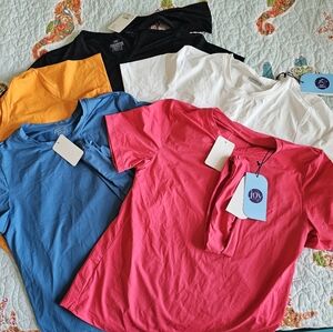 5 NEW JOY MANGANO UPF COOLING CLEANBOSS XMMISSION STRETCHY TEE SHIRTS